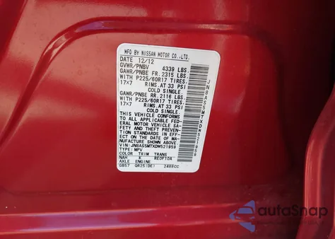 2013 Nissan Rogue Sv из США, поврежденный, VIN JN8AS5MTXDW521959